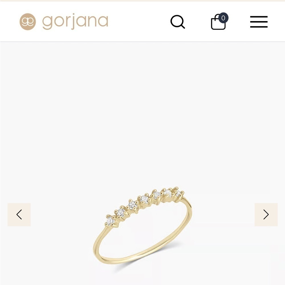 Gorjana size 7 diamond row ring gold